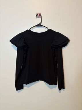 Who What Wear Black Ruffle Sleeve Long-Sleeve Tee